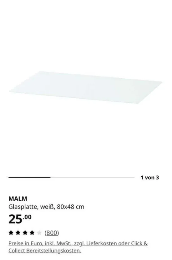 Ikea Malm Glasplatte, € 10,- (1220 Wien)