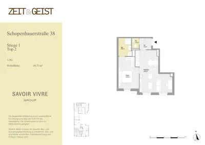 2-Zimmer-Wohnung mieten in Wien – 44,73 m², € 1.210 – Bild 5 von 5