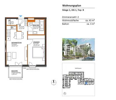 2-Zimmer-Wohnung mieten in Wien – 43,52 m², € 999 – Bild 26 von 26
