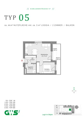 2-Zimmer-Wohnung mieten in Graz – 42,24 m², € 567 – Bild 5 von 5