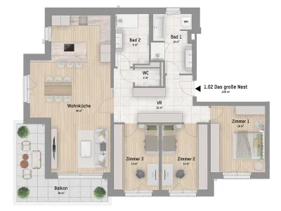 4-Zimmer-Wohnung kaufen in Wien – 127,63 m², € 999.900 – Bild 3 von 6
