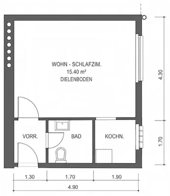 1-Zimmer-Wohnung mieten in Salzburg Stadt – 22 m², € 789 – Bild 5 von 5