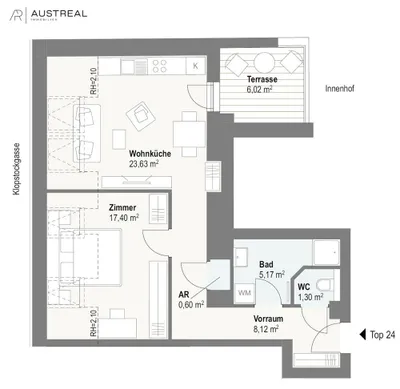 2-Zimmer-Wohnung kaufen in Wien – 56,22 m², € 389.000 – Bild 2 von 8