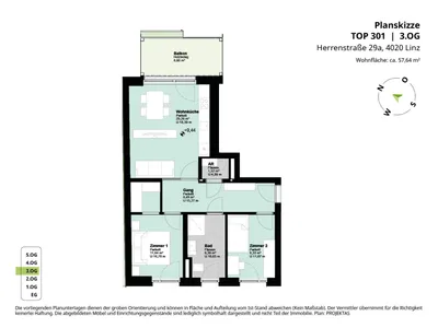 3-Zimmer-Wohnung mieten in Linz – 58,21 m², € 1.149 – Bild 12 von 12