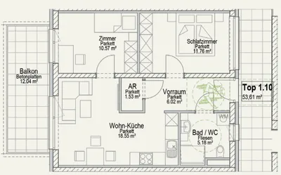 3-Zimmer-Wohnung kaufen in Graz – 52,07 m², € 284.100 – Bild 6 von 6