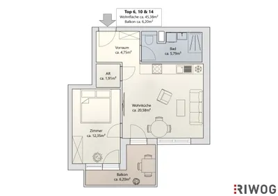 2-Zimmer-Wohnung kaufen in Wien – 45,38 m², € 297.000 – Bild 21 von 22