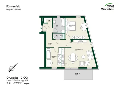 3-Zimmer-Wohnung mieten in Hartberg-Fürstenfeld – 79 m², € 878 – Bild 2 von 3