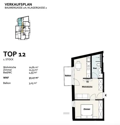 2-Zimmer-Wohnung kaufen in Wien – 37,27 m², € 239.379 – Bild 15 von 15