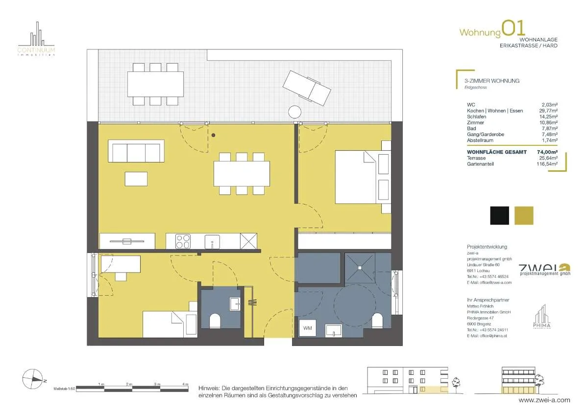 Exklusive 3-Zimmer Gartenwohnung in Hard am Bodensee - Ansicht 2