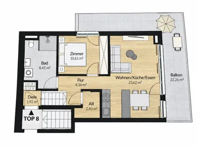 2-Zimmer-Wohnung kaufen in Innsbruck – 51,33 m², € 437.000 – Bild 9 von 9