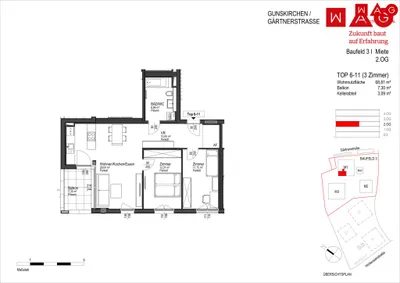 3-Zimmer-Wohnung mieten in Wels-Land – 69 m², € 887 – Bild 10 von 11