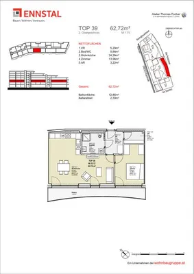2-Zimmer-Wohnung mieten in Graz – 62,72 m², € 932 – Bild 3 von 3