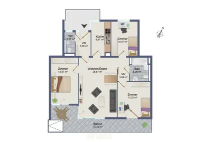 4-Zimmer-Wohnung mieten in Graz – 84,07 m², € 999 – Bild 2 von 12
