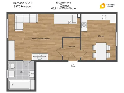 1-Zimmer-Wohnung mieten in Gmünd – 43,21 m², € 345 – Bild 7 von 9