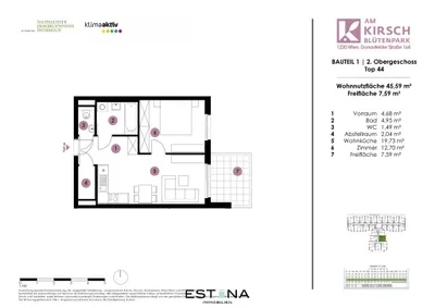 2-Zimmer-Wohnung mieten in Wien – 45,6 m², € 949 – Bild 16 von 16