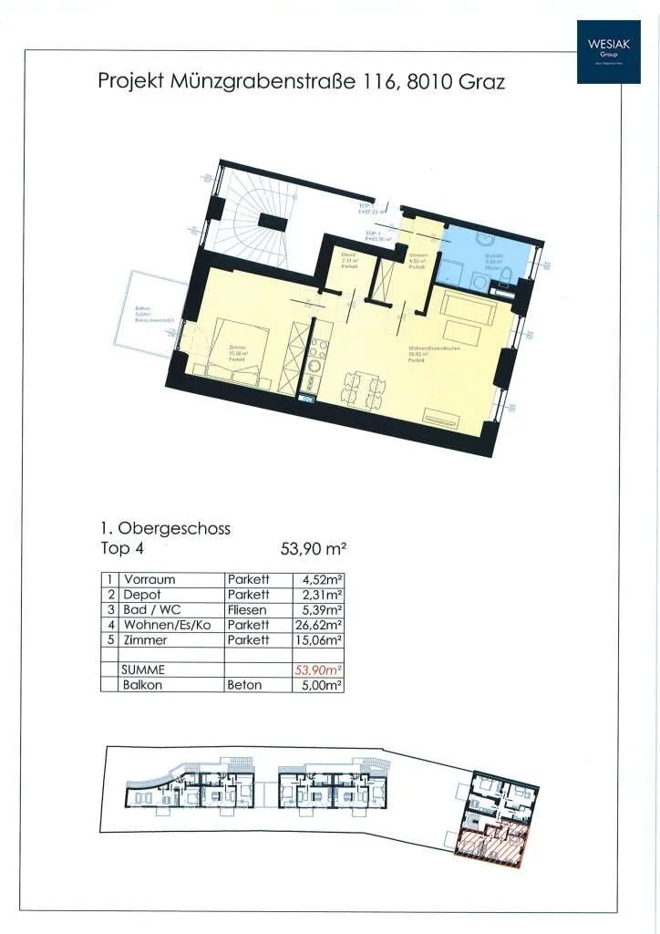 Münzgrabenstraße 116/4 - Charmante 2 Zimmerwohnung mit Balkon - Ansicht 2
