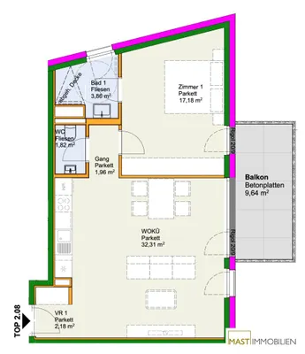 2-Zimmer-Wohnung kaufen in Neusiedl am See – 59,31 m², € 339.900 – Bild 9 von 9