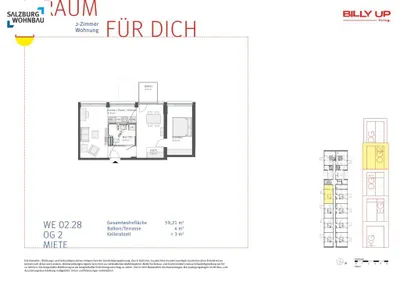 2-Zimmer-Wohnung mieten in Salzburg Stadt – 59 m², € 1.389 – Bild 8 von 8