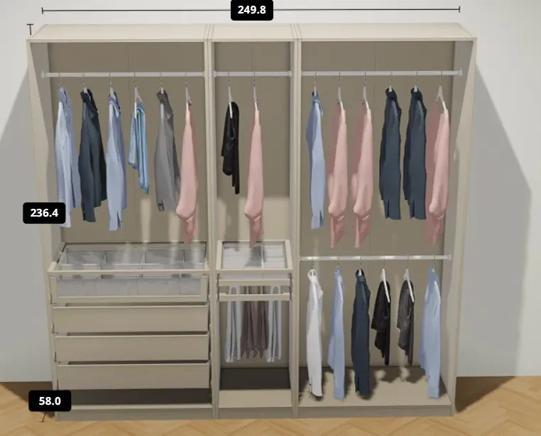IKEA PAX Kleiderschrank grau - 250 × 236 × 58 cm - unbenutzt, € 550,- (4690 Schwanenstadt)