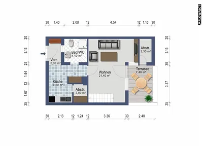1-Zimmer-Wohnung mieten in Braunau am Inn – 48 m², € 690