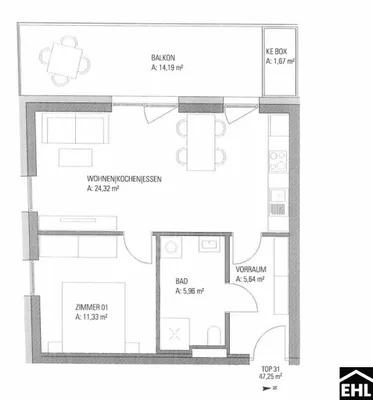 2-Zimmer-Wohnung mieten in Graz – 47,25 m², € 821 – Bild 15 von 15