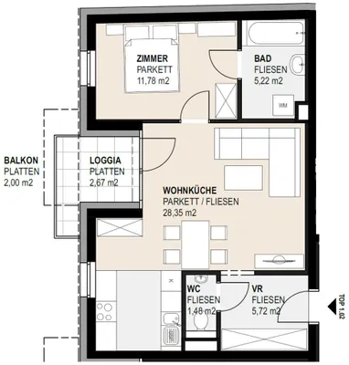 2-Zimmer-Wohnung mieten in Mistelbach – 52,55 m², € 879 – Bild 12 von 14