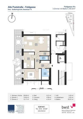 3-Zimmer-Wohnung mieten in Graz – 68,02 m², € 977 – Bild 13 von 13