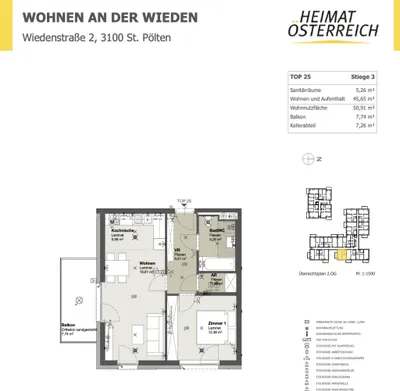 2-Zimmer-Wohnung mieten in Sankt Pölten – 50,74 m², € 643 – Bild 7 von 7