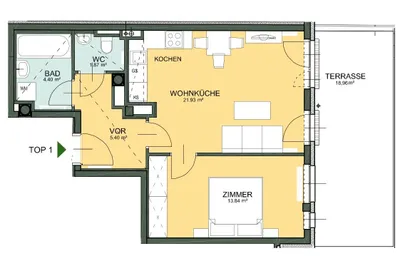 2-Zimmer-Wohnung mieten in Wien – 47,44 m², € 995 – Bild 12 von 13