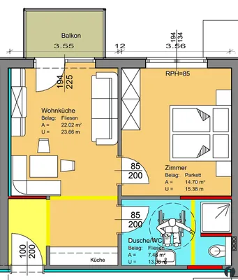 2-Zimmer-Wohnung mieten in Tulln – 44,18 m², € 670 – Bild 7 von 8