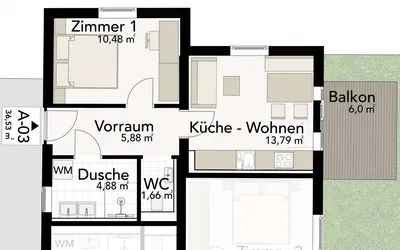 1-Zimmer-Wohnung mieten in Liezen – 36 m², € 539 – Bild 3 von 12