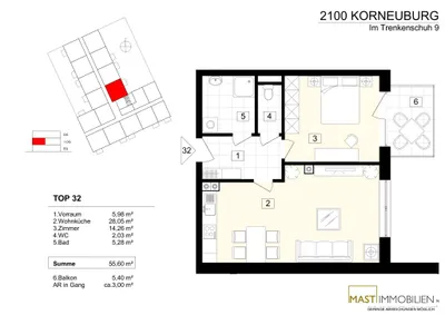 2-Zimmer-Wohnung mieten in Korneuburg – 56 m², € 899 – Bild 14 von 14