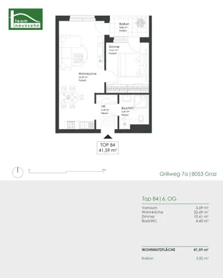 2-Zimmer-Wohnung mieten in Graz – 41,59 m², € 615 – Bild 22 von 22