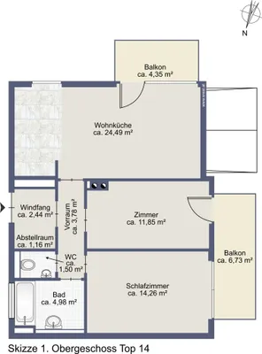 3-Zimmer-Wohnung kaufen in Salzburg Stadt – 64,38 m², € 299.900 – Bild 3 von 3