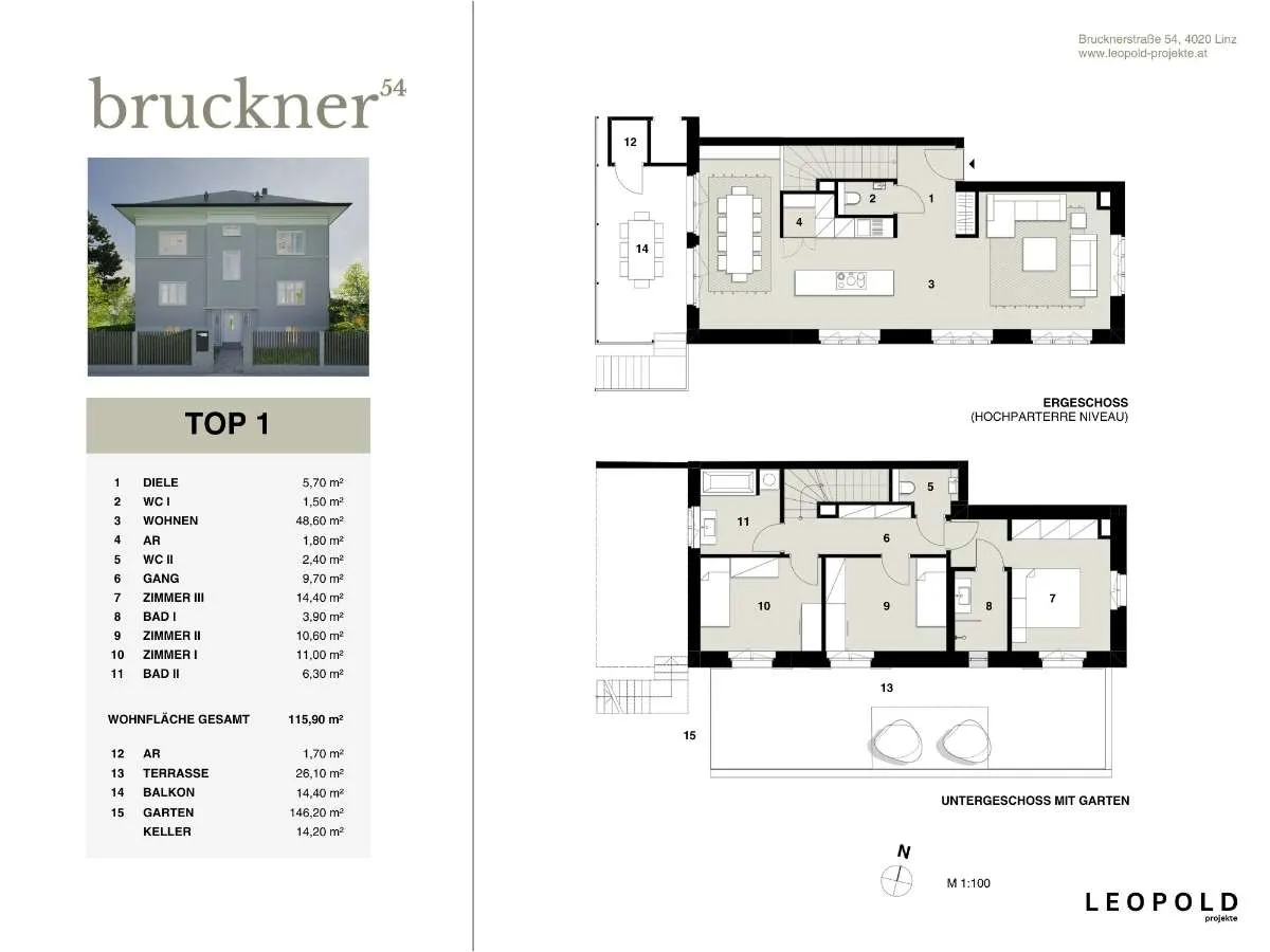 Wohnung – Linz, Niedernhart, Bulgariplatz - Ansicht 2