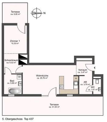 2-Zimmer-Wohnung mieten in Wien – 56 m², € 1.325 – Bild 6 von 6