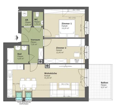 3-Zimmer-Wohnung kaufen in Tulln – 74,11 m², € 355.000 – Bild 18 von 19