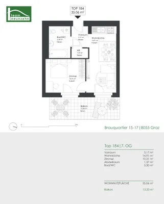 2-Zimmer-Wohnung mieten in Graz – 35,15 m², € 674 – Bild 15 von 15