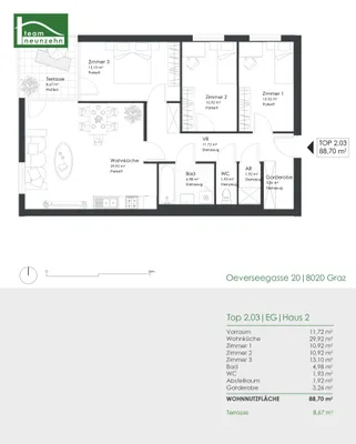 4-Zimmer-Wohnung mieten in Graz – 88,7 m², € 1.250 – Bild 23 von 23