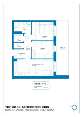 3-Zimmer-Wohnung mieten in Graz – 54,33 m², € 844 – Bild 14 von 14
