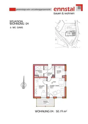 2-Zimmer-Wohnung mieten in Liezen – 50,2 m², € 502 – Bild 2 von 2