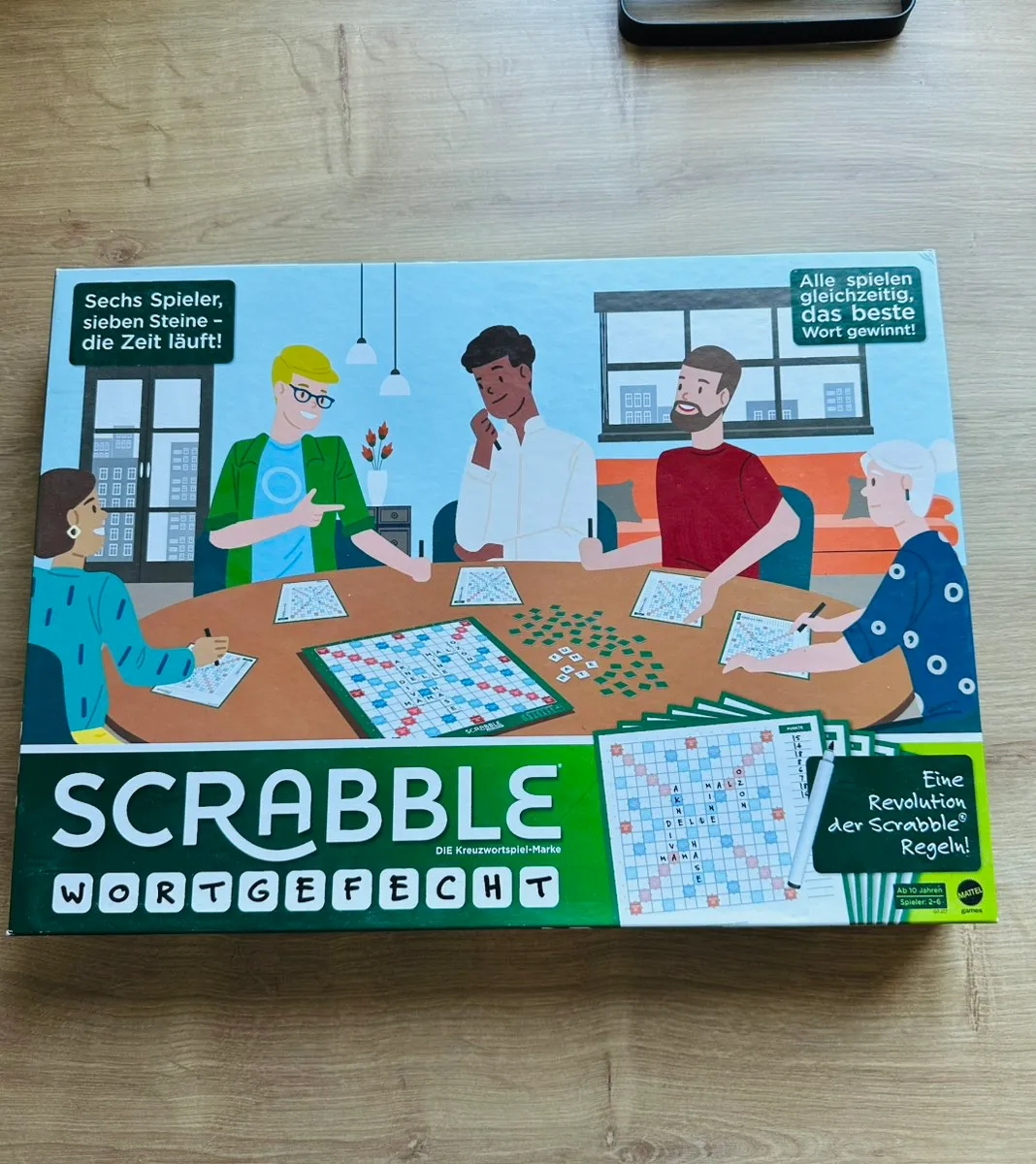 SCRABBLE Wortgefecht 6 Spieler, 7 Steine - die Zeit läuft! ab 10 Jahren ...