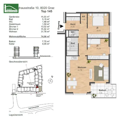 3-Zimmer-Wohnung mieten in Graz – 74,98 m², € 1.199 – Bild 31 von 31