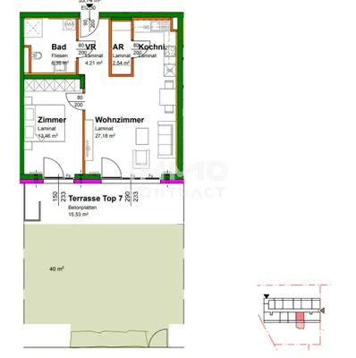2-Zimmer-Wohnung kaufen in Krems an der Donau – 53,71 m², € 235.379 – Bild 2 von 9