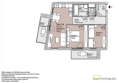 3-Zimmer-Wohnung mieten in Wien – 57,73 m², € 1.250 – Bild 12 von 13