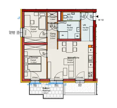 3-Zimmer-Wohnung kaufen in Mödling – 64,97 m², € 441.500 – Bild 2 von 2