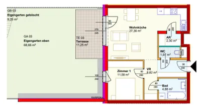2-Zimmer-Wohnung mieten in Horn – 56,91 m², € 611 – Bild 2 von 3