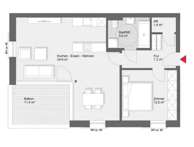 2-Zimmer-Wohnung mieten in Feldkirch – 61 m², € 1.224 – Bild 14 von 14