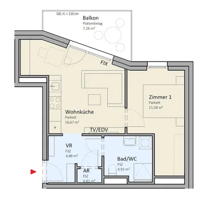 2-Zimmer-Wohnung kaufen in Wien – 40 m², € 298.000 – Bild 5 von 5