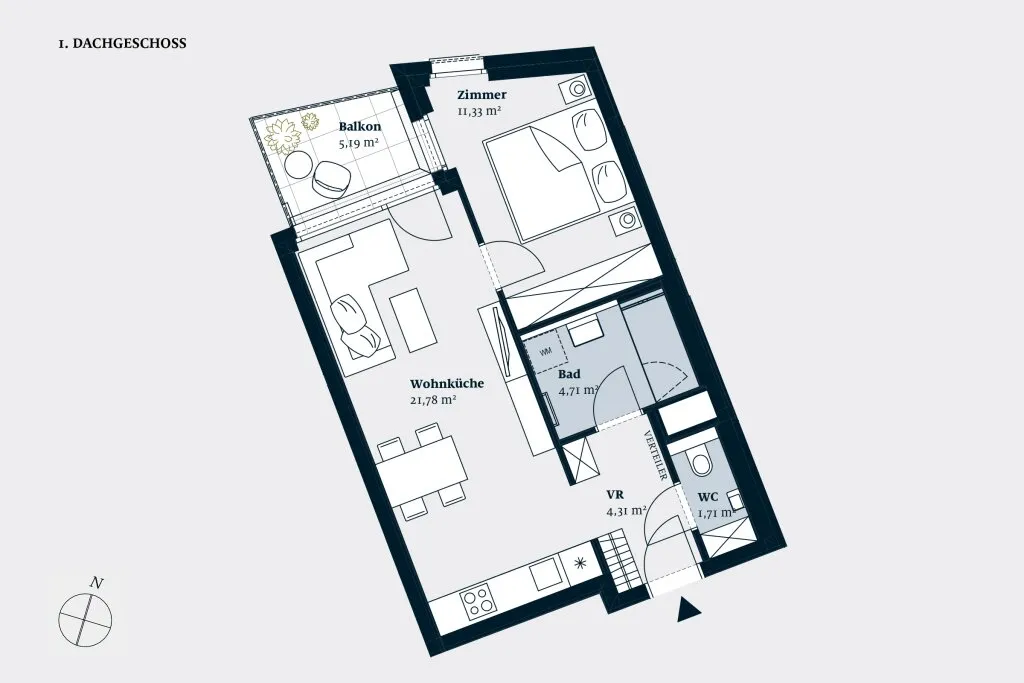 2-ZIMMER-NEUBAUWOHNUNG IN ZENTRALER LAGE – pohled 2